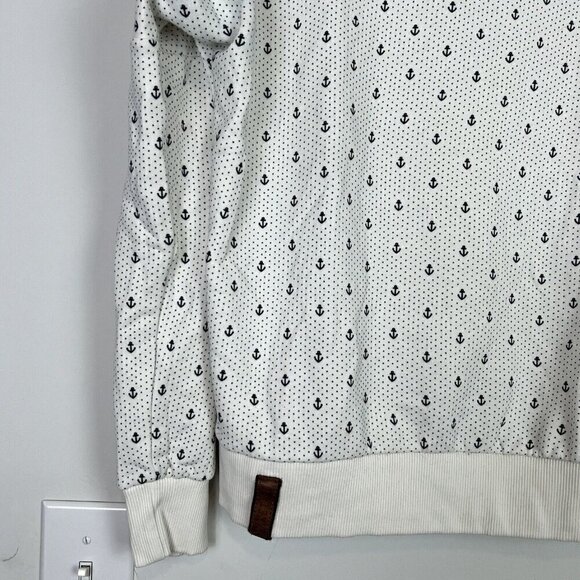 Naketano Sweatshirt Womens M Anchor Print Cream Black Pullover Shirt - Picture 4 of 9